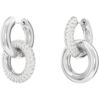 Swarovski Dextera Interlocking Loop Crystal Hoop Earrings - Silver