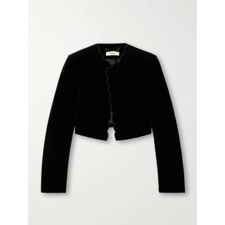 ChloÃ© Spencer scalloped cotton velvet jacket - black - L