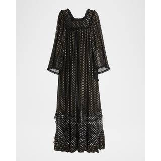 ChloÃ© Polka-dot jacquard silk-blend lamÃ© gown - black - XS
