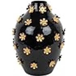 Vase Golden Flowers Ø24cm sort