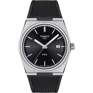 Tissot PRX herreur i stål med sort gummirem og sort skive Ø40