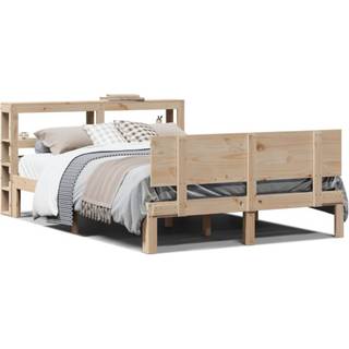 Sengeramme Med Sengegavl Massivt Fyrretræ - Naturfarvet / 120 x 200 cm