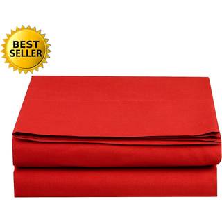 Luksus fladt ark på Amazon Elegant Comfort Wrinkle-Free 1500 Premier Hotel Quality 1-Piece Flat Sheet Twin/Twin XL Størrelse rød