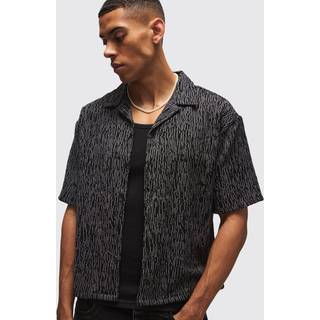 Mens Black Oversized Jacquard Abstract Boxy Length Shirt