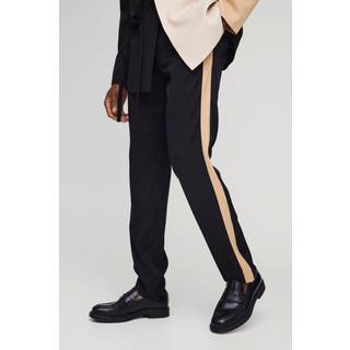 Mens Black Slim Fit Panel Tailored Trouser
