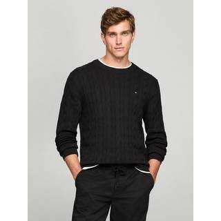 Tommy Hilfiger Herre Sort Bomuld V-hals Dybstrikket Trøje, X-Large