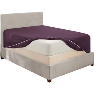 Hearth & Harbour Purple Fitted Sheet Queen Size Extra Deep Pocket Queen Fitted Sheet Only 1800 Microfiber Fitted Bed Sheet Ultra Soft Fitted Quee