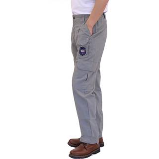 Mens Grey Elasticated Waist Straight Leg Cargo Trouser