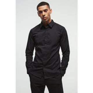 Mens Black Long Sleeve Slim Shirt