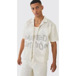 Mens Ecru Oversized Lightweight Twill Moto Shirt