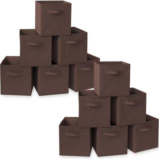 Casafield S?t med 12 sammenfoldelig stofterningopbevaringsbakker Brun - 11 """" Foldbare kludkurve til hylder Cubby Arrang?rer og mere