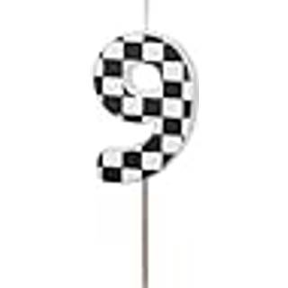 Fødselsdagslys 9 med Ternet Flag, 5,5 cm – Gør kagen festlig og farverig!