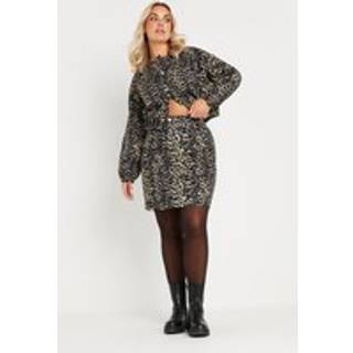 Yours Curve Yours Curve Natural Limited Denim Leopard Print Mini Skirt