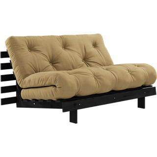 Roots 140 Sovesofa Fra Karup Design i Massiv FSC Fyrretræ | Japandi - Sort lak - 758 Wheat Beige