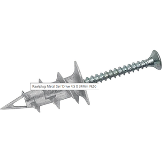 Rawlplug RAW07124 Metalliske selvborende fastgørelser til gipsplader, pakke med 50