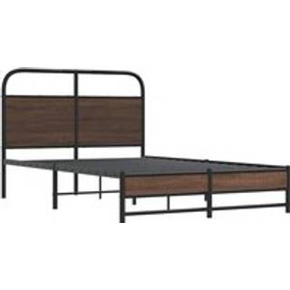 Sengeramme Uden Madras Metal Etræsfarve Brun Eg - med sengegavl og dobbelt lavt fodgærde / 140 x 190 cm