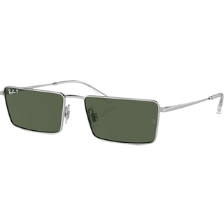 Ray - Ban Unisex RB3741 EMY 003/9A Solbriller Metal Sølv Grøn Firkantet Polariseret
