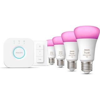 Philips Hue White & color ambiance Startsæt: 4 x E27 pærer (1100) + Dimmer switch