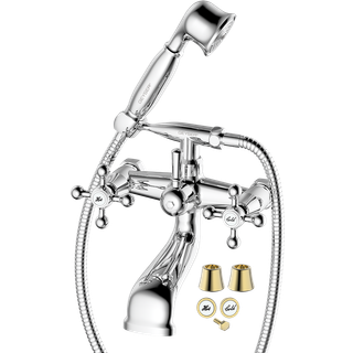 Geyser magnolia brusearmatur krom/guld m/2 greb kararmatur 4037.0040 bruse-/kararmatur