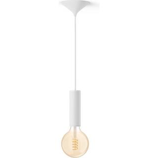 Philips Bundle: Medium hvidt pendelophæng til Filamentpærer + White ambiance Filament G125 globepære