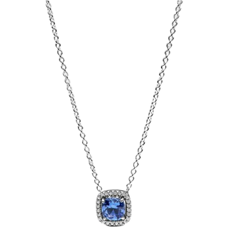 Pandora 393560C01-45 Damen-Kette Funkelndes Quadrat Blau Heiligenschein