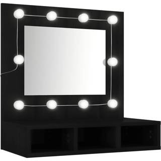 spejlskab med LED-lys 60x31,5x62 cm sort