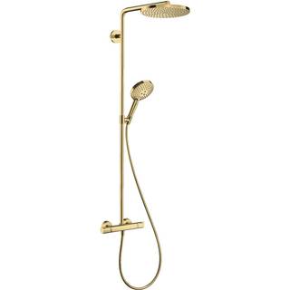 Hansgrohe Raindance Select S 240 1jet Powderrain komplet brusesystem i guld-optik