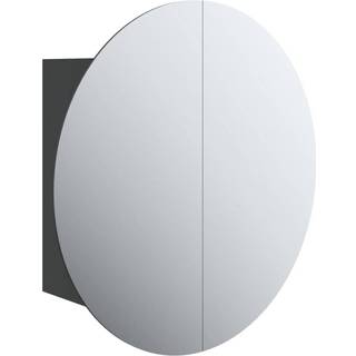 badeværelsesskab med rundt spejl og LED-lys 40x40x17,5 cm sort