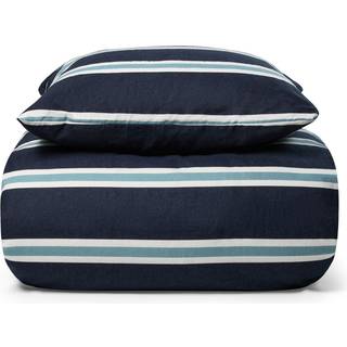 Sengetøj 200x220 cm - Stripe blå flonel sengetøj - Stribet sengesæt - 100% bomuldsflonel - Nordstrand Home