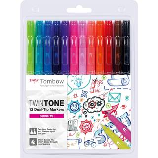 Marker TwinTone pastel 0,3-0,8 12 farver, Tombow WS-PK-12P-2