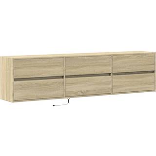 væghængt tv-bord med LED 180x31x45 cm sonoma-eg
