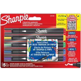 Sharpie Akryltuscher med Penselspids - 5-Pak