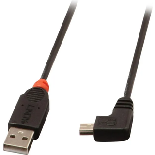 LINDY USB 2.0 Typ A/Mini-B 90ø 2m  Mini-B Stecker rechts gewinkelt