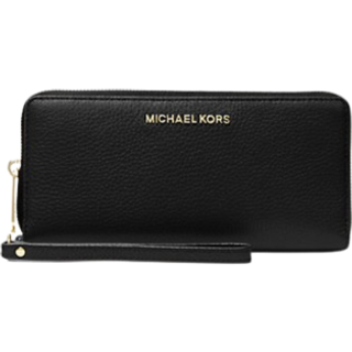 MK Jet Set Travel Large Pebbled Leather Wristlet - Black - Michael Kors - ONE SIZE