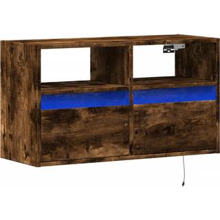 Væghængt Tv-Bord Med Led-Lys 41X31X45 Cm - 1 / 80 cm / Røget eg