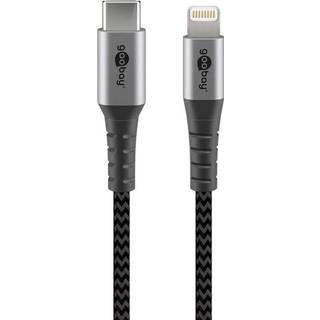 Goobay hårdført vævet USB-C til Lightning kabel - MFi - 1m - Sort/grå