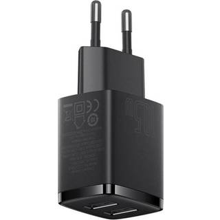 Baseus - Kompakt Hurtig Oplader - Sort, 2x USB, 10.5W