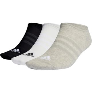 Tynde og lette No-Show sokker, 3 par - Medium Grey Heather / White / Black - 37-39