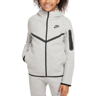Nike Sportswear Tech Fleece-hættetrøje med lynlås til større børn - grå