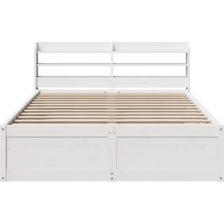 sengeramme med sengegavl 140x200 cm massivt fyrretræ hvid