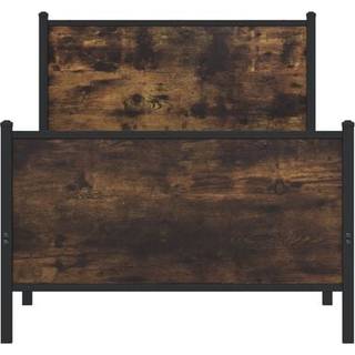 Sengeramme Uden Madras Metal Etræsfarve Røget Eg - med hovedgærde og fodgærde / 90 x 200 cm