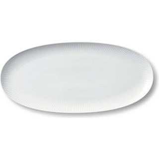 Royal Copenhagen Hvid Riflet fad aflangt - 37 cm