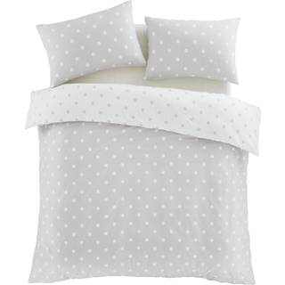 Catherine Lansfield Catherine Lansfield Silver Grey Brushed 100% Cotton Polka Dot Duvet Cover Set