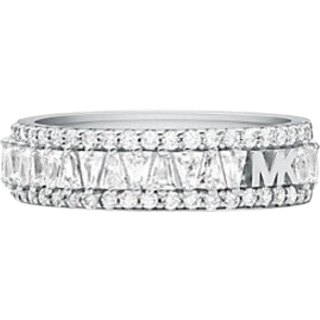 MK Precious Metal-Plated Sterling Silver Pavé Ring - Silver - Michael Kors - EU 55