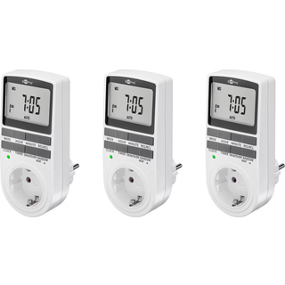 Goobay Digital timer, set om 3 programmerbar timer med kontakt med skyddsjord (typ F)