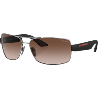 Prada Linea Rossa Mand PS 50ZS 5AV02P Solbriller Metal Grå Brun Pillow Normal Skygge