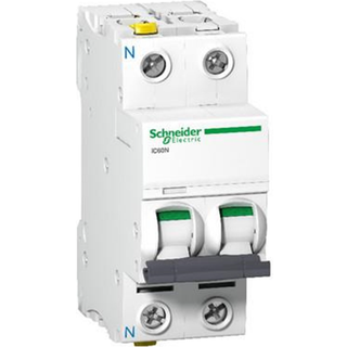 Schneider Acti9 Automatsikring iC60N, 1P+N 4A C, med dobbelt terminal, 36 mm