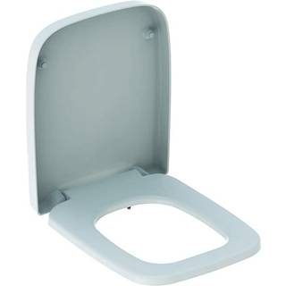Geberit Renova Plan toiletsæde kantet design, fastgørelse nedefra: Soft close=Nej, Beslag=Nedefra, Hvid / Blank