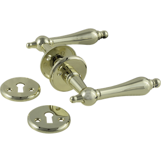 Jasa Company Husmandsgreb med dørgrebsroset og nøgleskilt, Ø20 mm, poleret messing