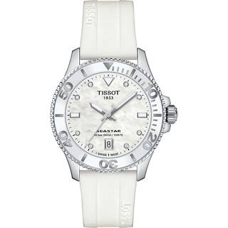 Tissot Seastar 1000 i stål med perlenor, hvid silikonerem Ø36